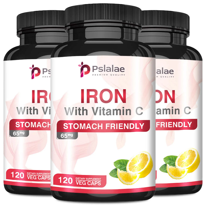 Iron and Vitamin C Supplements - Increase Energy, Improve Focus, and Improve Immune Function - 120 Capsules