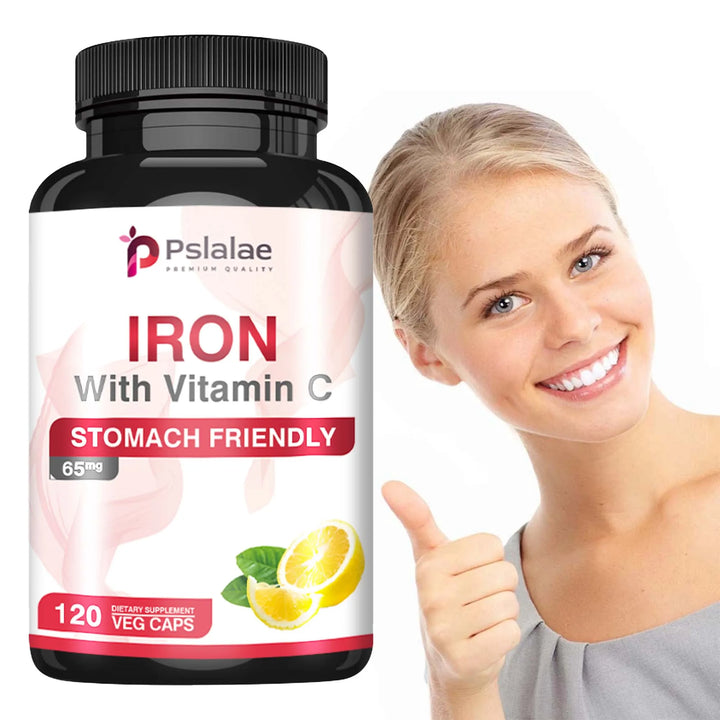 Iron and Vitamin C Supplements - Increase Energy, Improve Focus, and Improve Immune Function - 120 Capsules