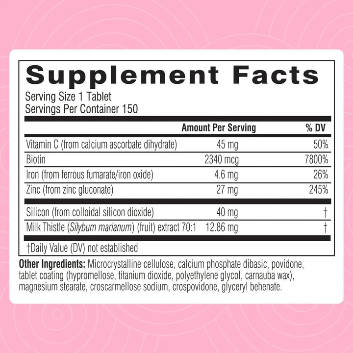 Swisse Biotin Hair Skin and Nails Collagen Supplement for Women & Men | Milk Thistle, Biotin, Vitamin C, Zinc & Iron|150 Tablets