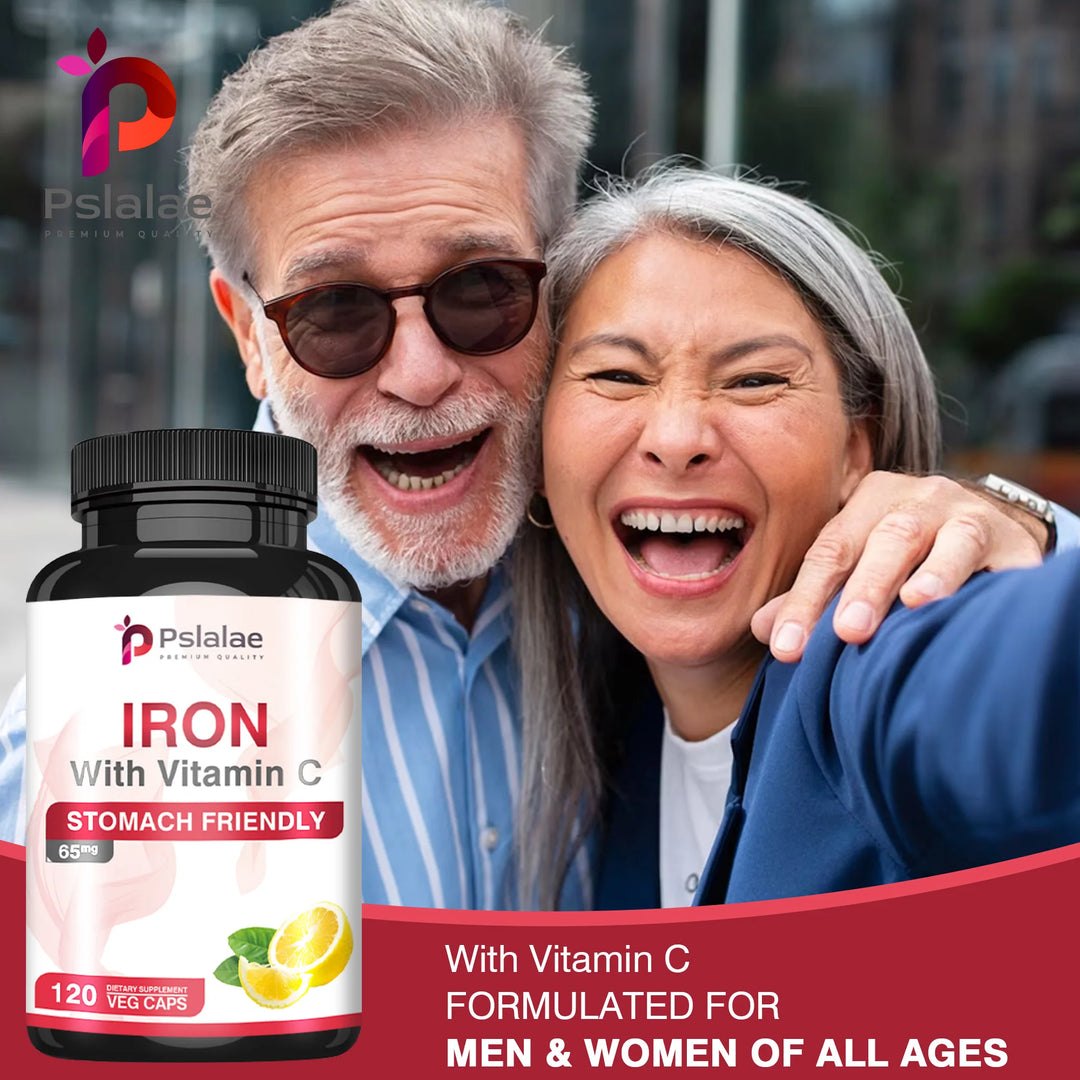 Iron and Vitamin C Supplements - Increase Energy, Improve Focus, and Improve Immune Function - 120 Capsules