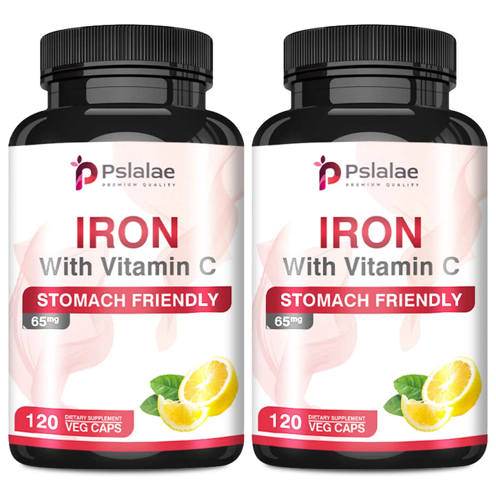 Iron and Vitamin C Supplements - Increase Energy, Improve Focus, and Improve Immune Function - 120 Capsules