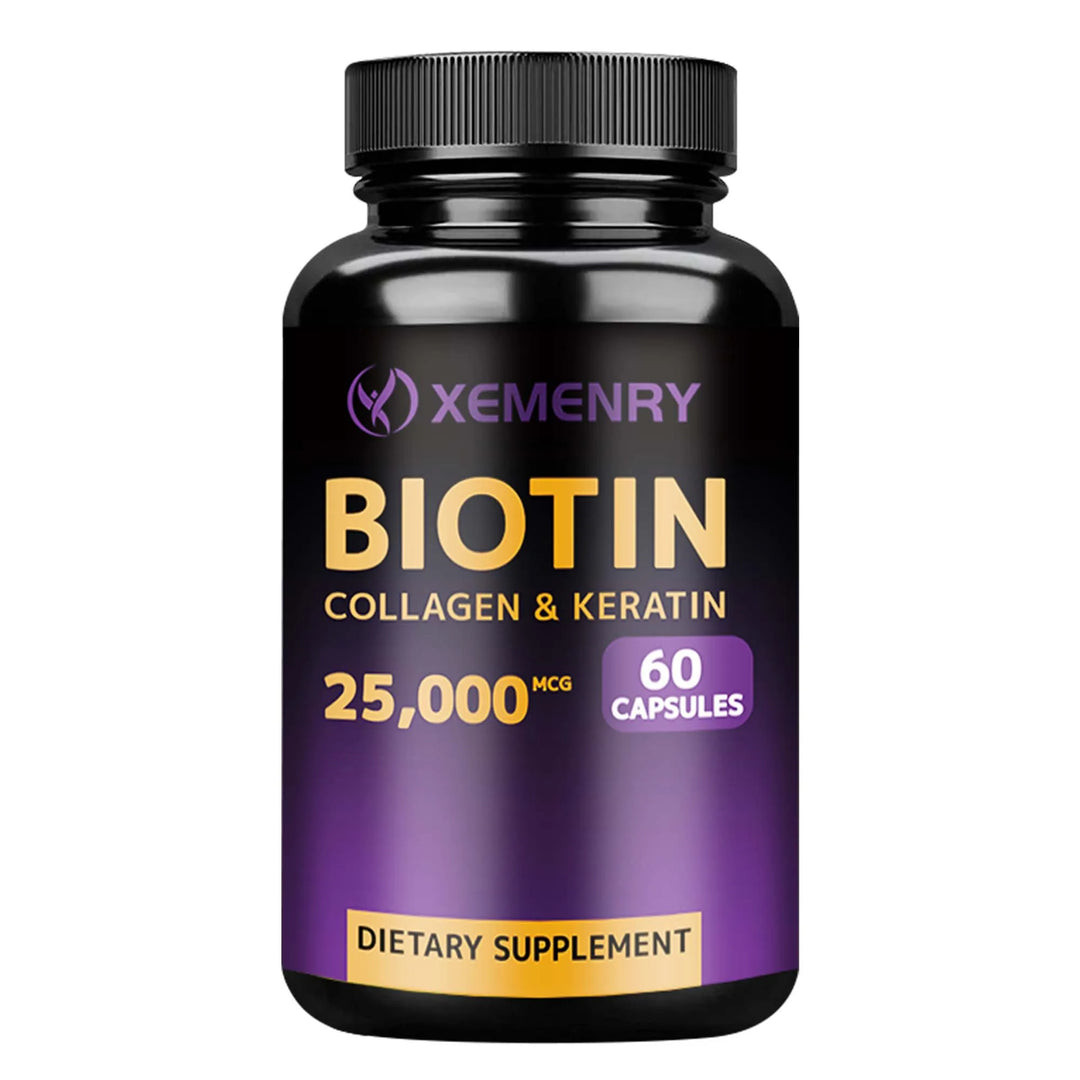 Biotin Capsules - With Hyaluronic Acid, Collagen & Keratin - for Hair, Skin, Nail Health - 60 Capsules
