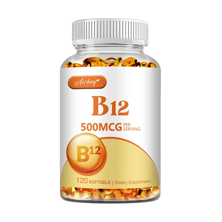 Vitamin B12 500mcg - Energy Metabolism, Support Nervous System, Sleep Health, Improve Mood - 120 Capsules