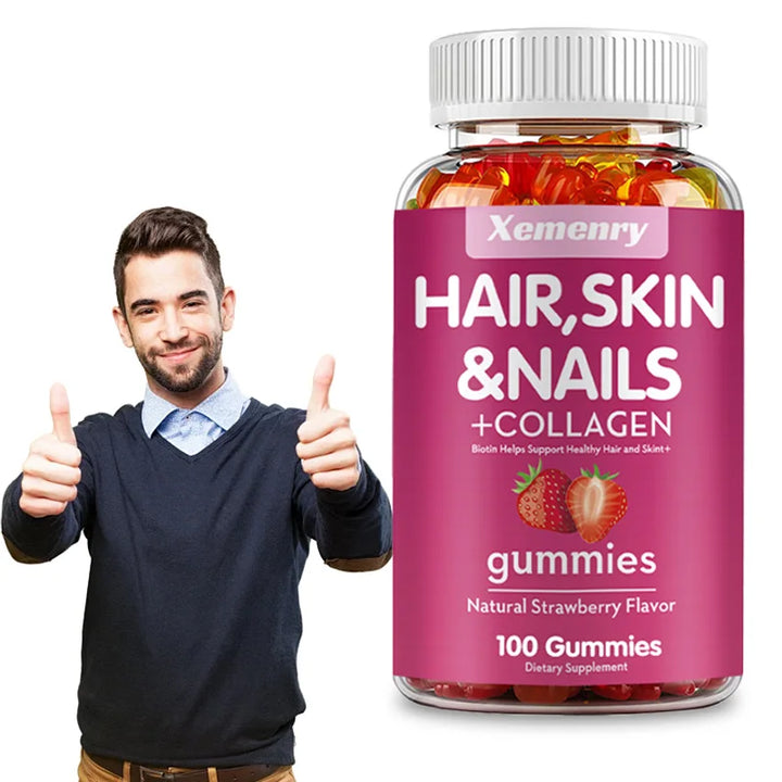 Biotin Gummies - Supports Hair, Skin, Nails & Collagen, Brightens Skin Tone - 100 Gummies