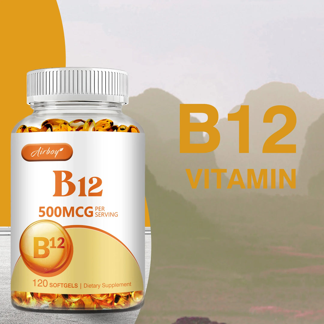 Vitamin B12 500mcg - Energy Metabolism, Support Nervous System, Sleep Health, Improve Mood - 120 Capsules