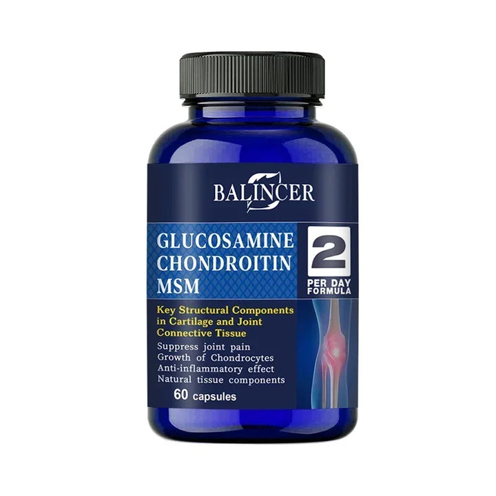 Glucosamine Chondroitin MSM Capsules, for Joint Health, Promotes Bone and Joint Mobility, Dietary Supplement