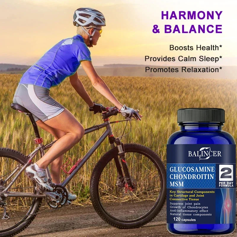 Glucosamine Chondroitin MSM Capsules, for Joint Health, Promotes Bone and Joint Mobility, Dietary Supplement