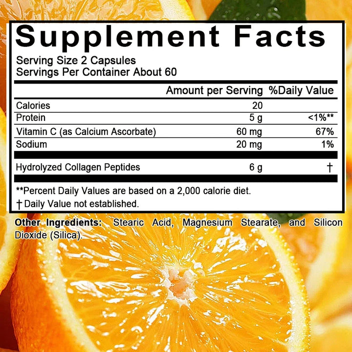 Bcuelov Type I & III Hydrolyzed Collagen Peptides Plus Vitamin C Supports Healthy Hair, Skin, Nails, Joints & Bones
