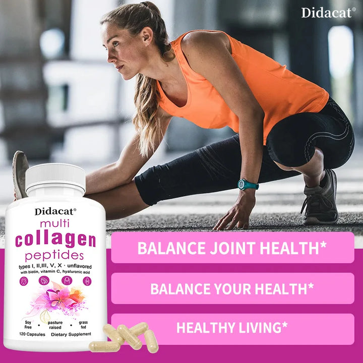 Multi-Collagen Peptides Supplement - Skin, Hair, Nails, Bone and Joint Health, Immunity, Free Radical Balance, Non-GMO