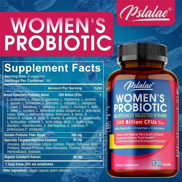 Probiotics for Women - Supports Intestinal Health, Helps with Weight Loss, and Balances Gut Bacteria - 120 Capsules