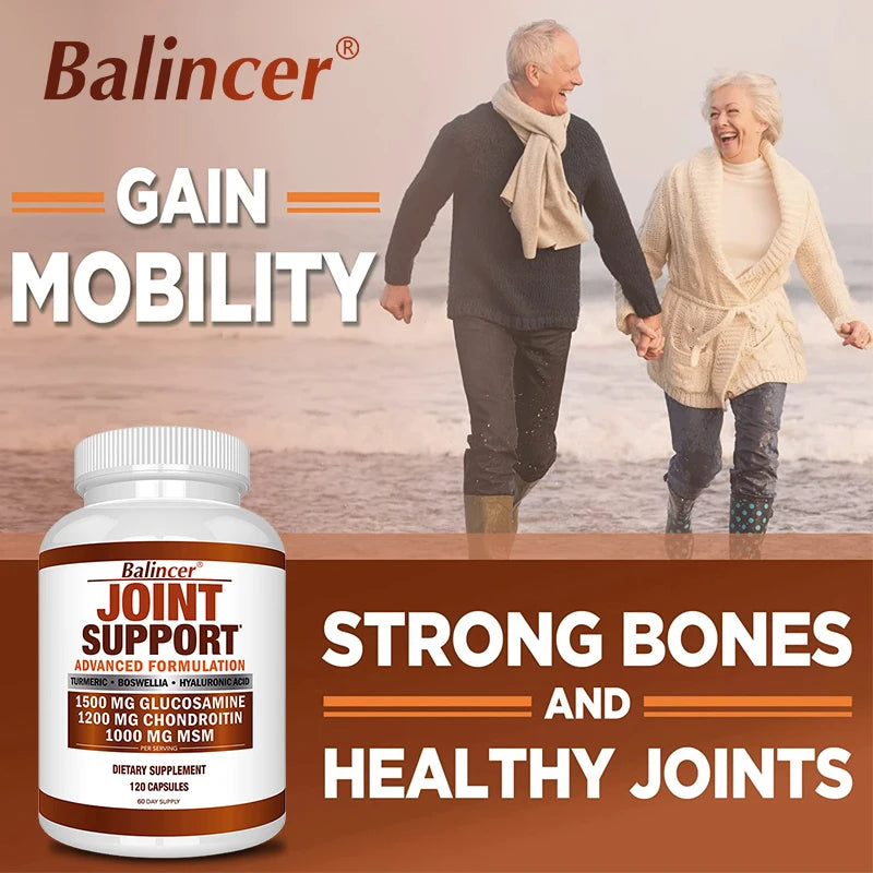 Balincer Glucosamine Chondroitin Msm with Turmeric Capsules, Supports Healthy Joint Structure, Function & Comfort, Non-GMO