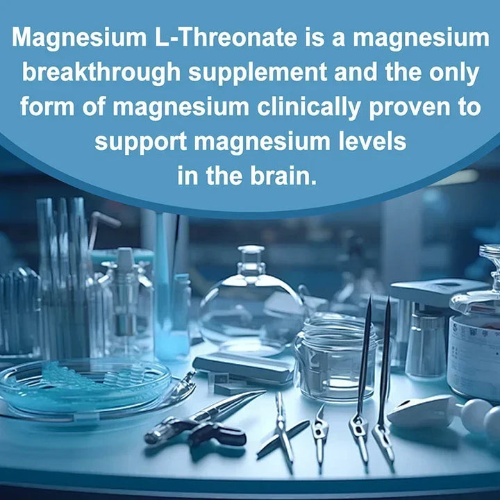 Magnesium L Threonate - Focus and Memory Enhancer, Supports Nerve Function, Muscle Strength, Bone and Joint Health