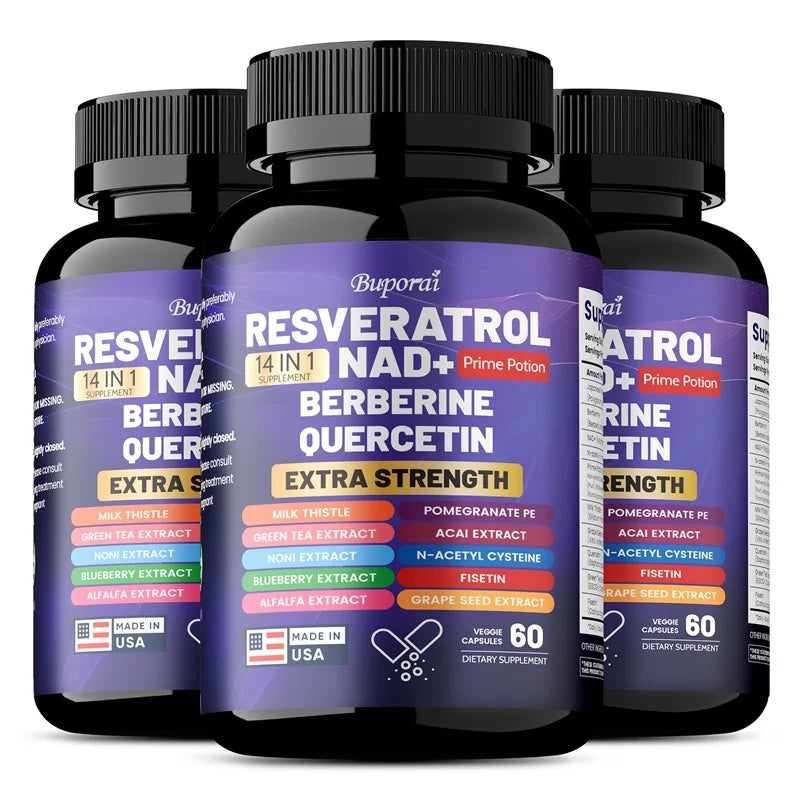 Resveratrol Nad+ Berberine, Quercetin - Improve Aging, Anti-oxidation, Regulate Metabolism, Protect Nerves