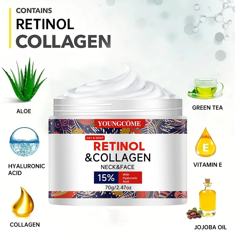"Retinol & Collagen Anti-Aging Cream - Intense Hydration & Firming, Reduces Wrinkles & Fine Lines, Day/Night Use"