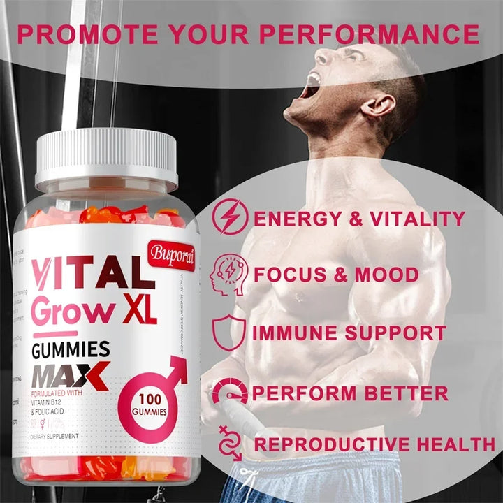 Vital Grow XL Male Gummies - Improving Athletic Performance, Male Energy Management, Enhancing Male Vitality and Endurance