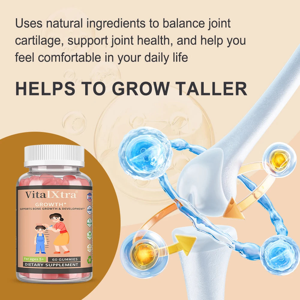 Height Growth Gummies - with Ashwaganda & Calcium,Supports Bone Growth & Development for Kids, Teens, & Young Adults