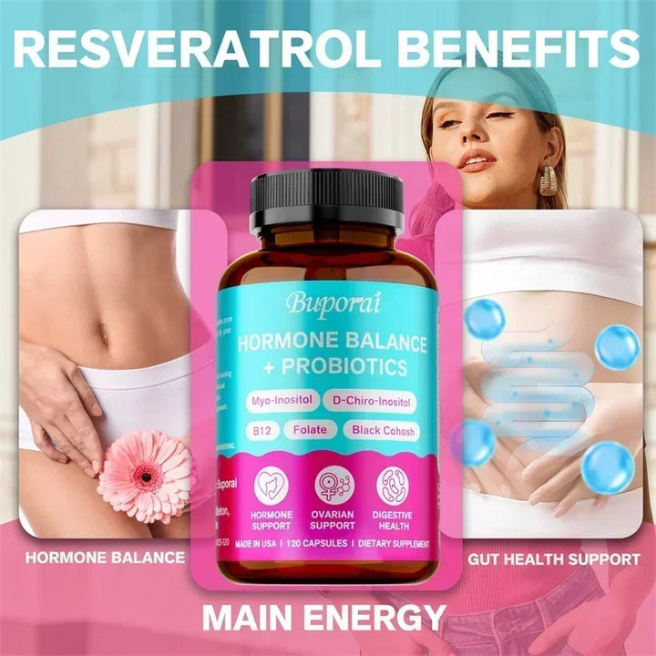 Hormone Balance + Probiotics - Supports Women's Health & Ovarian Function, Relieves Menopausal Discomfort - 120pcs