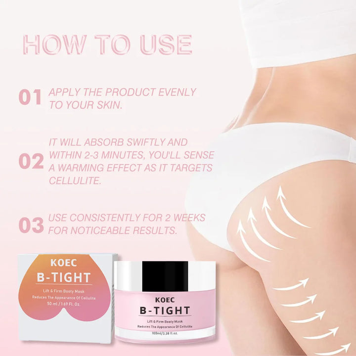 Butt TIGHT Lift Firm Cream - Tighten and Firm Booty, Reduce Loose and Crepey Skin,  Firmness, Reduce Cellulite Appearance 100 ml