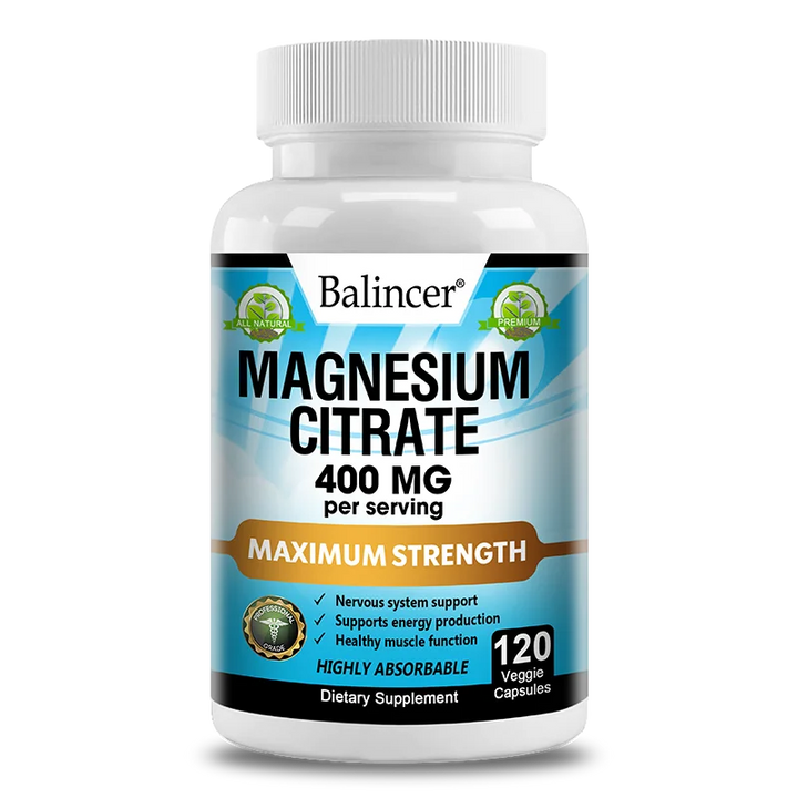 Balincer Magnesium Citrate Supplement, Supports Muscles, Nervous System, Relieves Fatigue, Supports Bone and Heart Health
