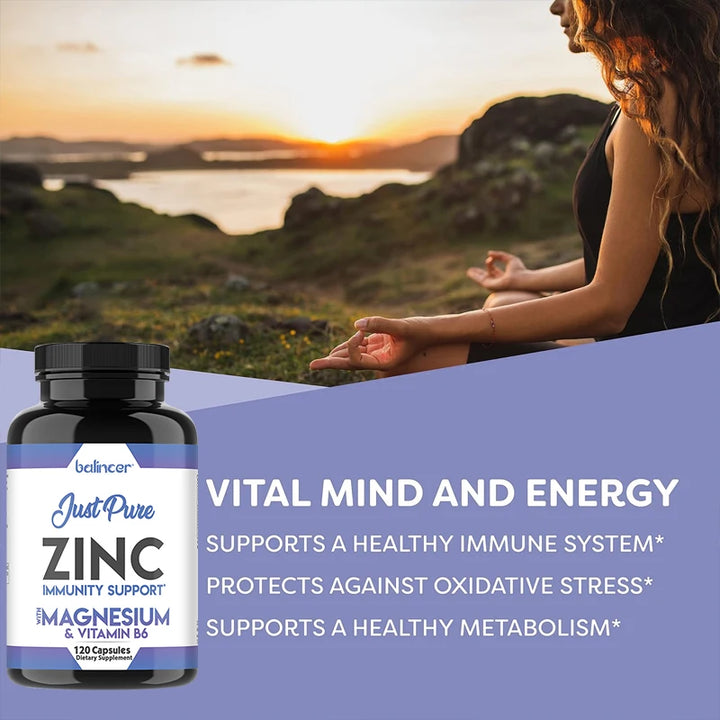 Zinc Supplements - Promotes Energy Production, Supports Immune System and Overall Health, Non-GMO, Gluten-Free