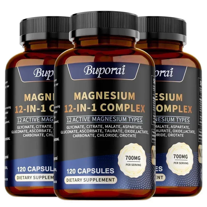 Magnesium 12-IN-1 Complex - Supports Heart and Bone Health, Aids Relaxation, Improves Muscle Strength, and Boosts Immunity