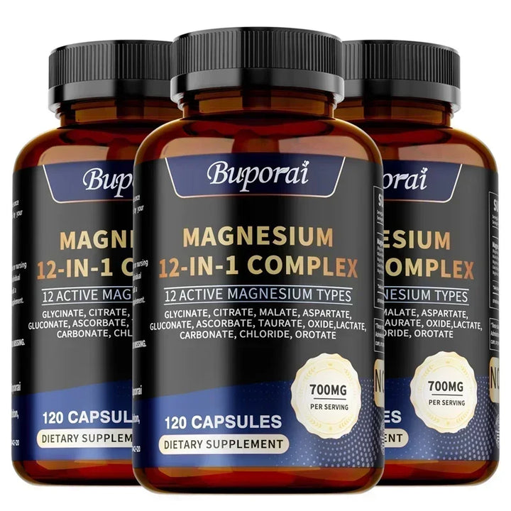 Magnesium 12-IN-1 Complex - Supports Heart and Bone Health, Aids Relaxation, Improves Muscle Strength, and Boosts Immunity