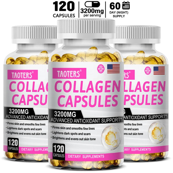 Collagen Supplements - Contains glutathione, an antioxidant that brightens and firms skin and supports healthy hair and nails