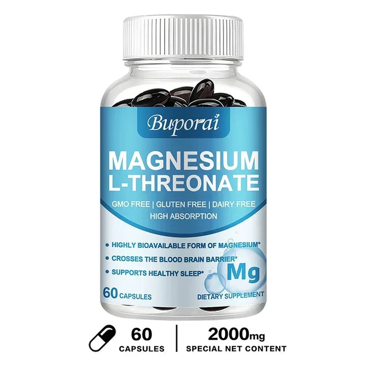 Magnesium L Threonate - Focus and Memory Enhancer, Supports Nerve Function, Muscle Strength, Bone and Joint Health