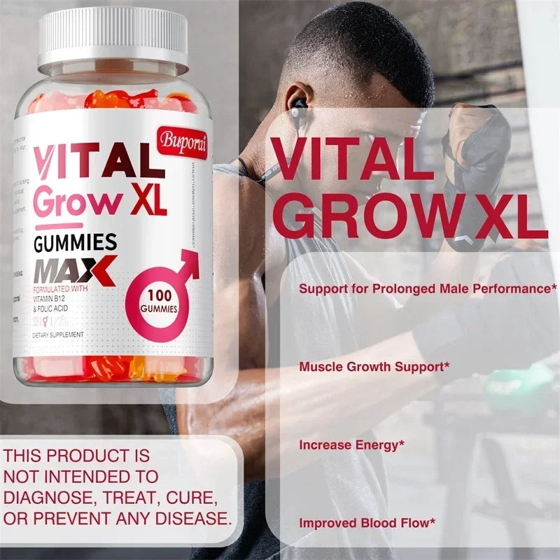 Vital Grow XL Male Gummies - Improve Energy, Endurance, Enhance Male Vitality and Energy, Promote Muscle Growth and Recovery