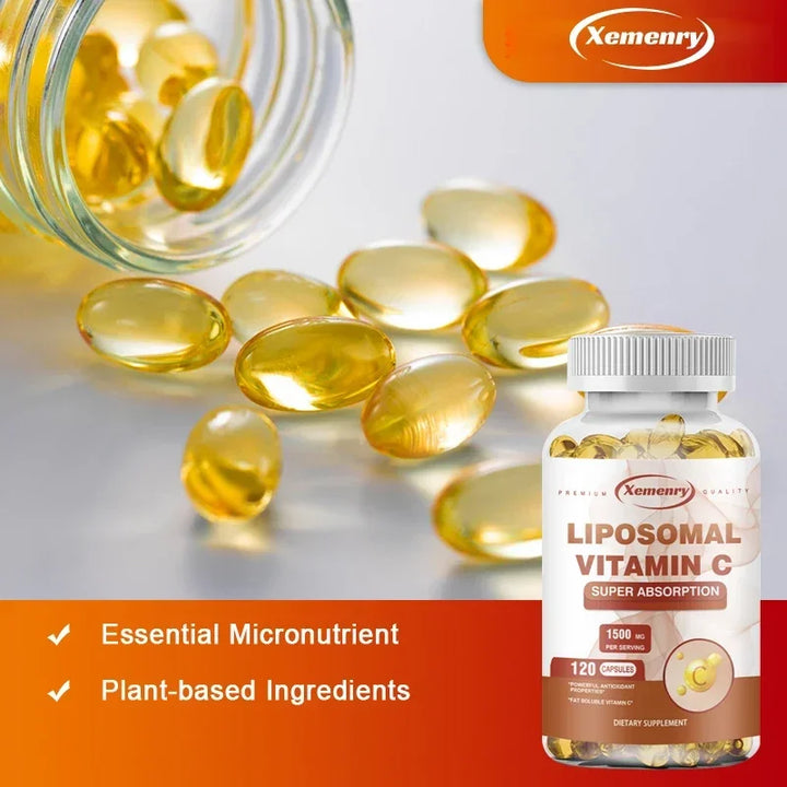 Liposomal Vitamin C - Anti-oxidation and Anti-aging, Improve Skin Condition, Reduce Wrinkles, Moisturize Skin - 120 Capsules