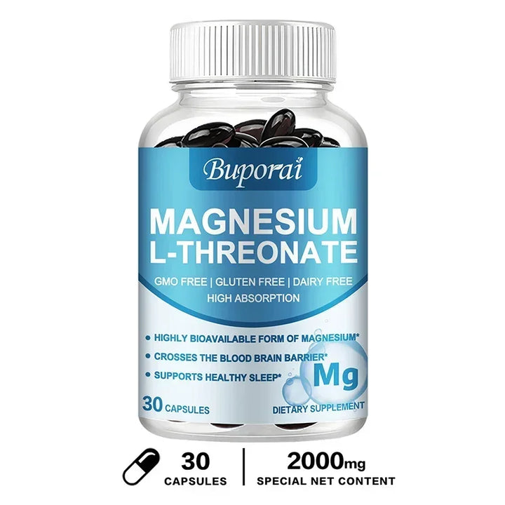 Magnesium L Threonate - Focus and Memory Enhancer, Supports Nerve Function, Muscle Strength, Bone and Joint Health
