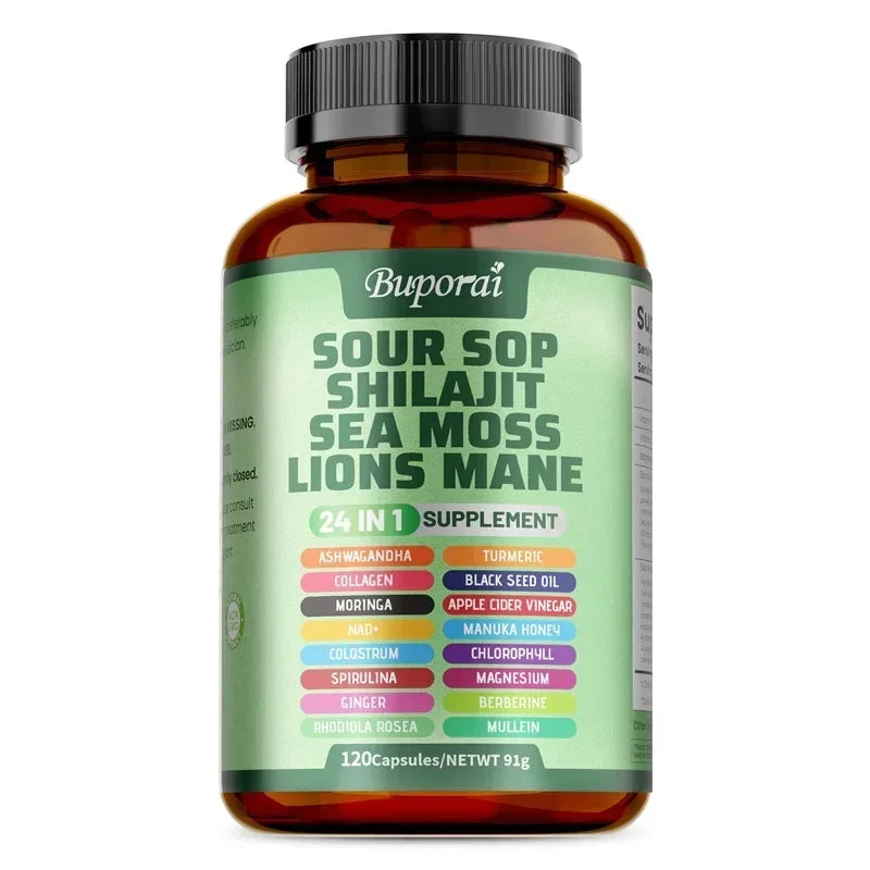 24-In-1 Soursop Supplement - Boosts Energy, Cell Support & Regeneration, Antioxidants, Improve Skin Health, Skin Vitality