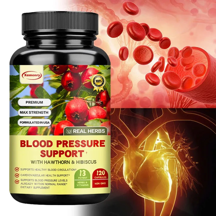 Blood Pressure Support Capsules - Enhances Immunity, Increases Blood Circulation, Healthy Cardiovascular, Brain, Heart