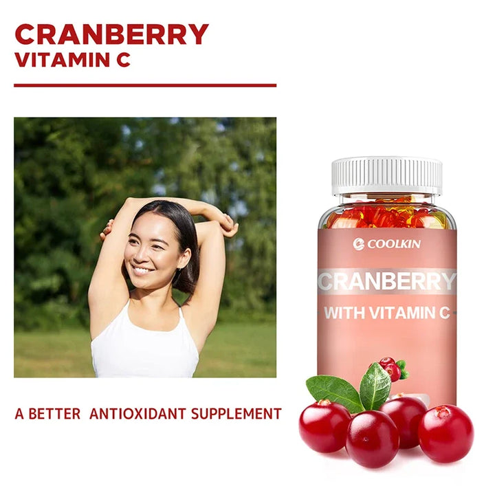 Cranberry + Vitamin C Gummies - for Bladder, Kidney and Urinary Tract Health, Detoxification and Immune Support - 60 Gummies