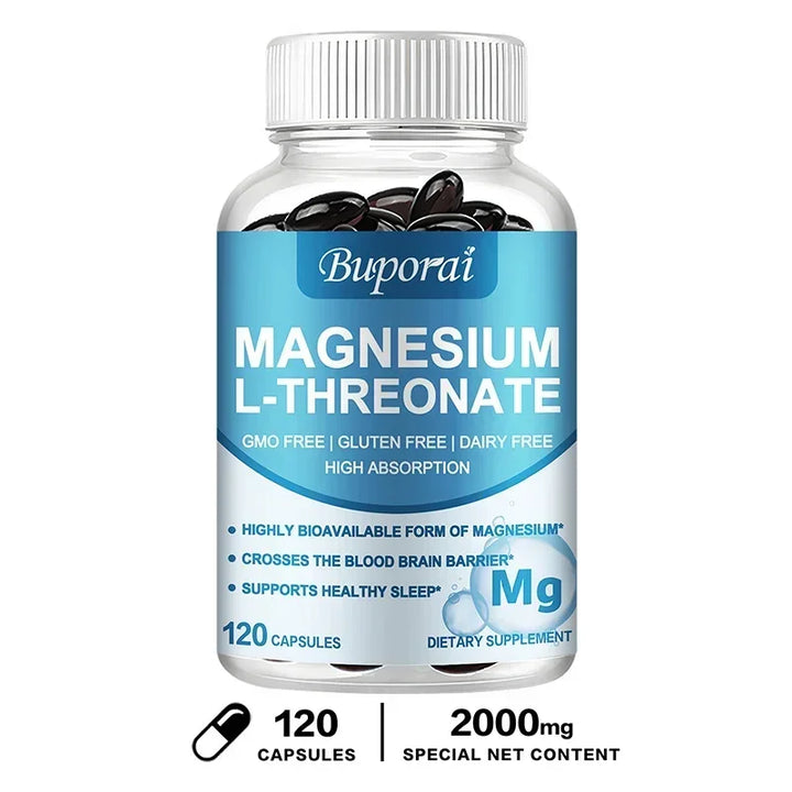 Magnesium L Threonate - Focus and Memory Enhancer, Supports Nerve Function, Muscle Strength, Bone and Joint Health
