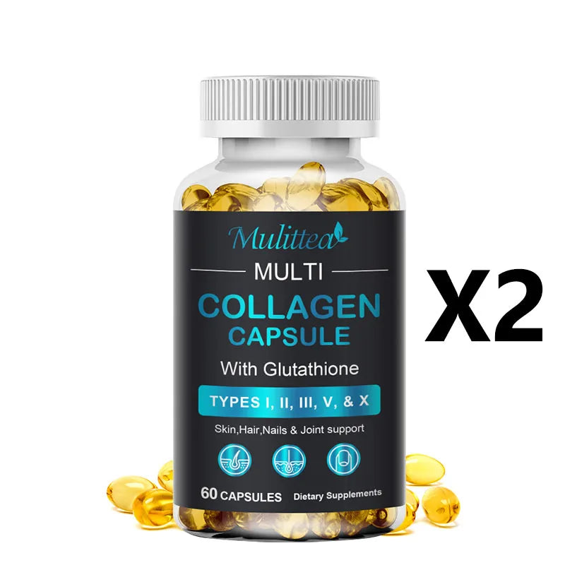 Mulittea Multiple collagen with Biotin Support Anti-aging Skin Hair Nails and Joints Health Antioxidant Skin Firming Support