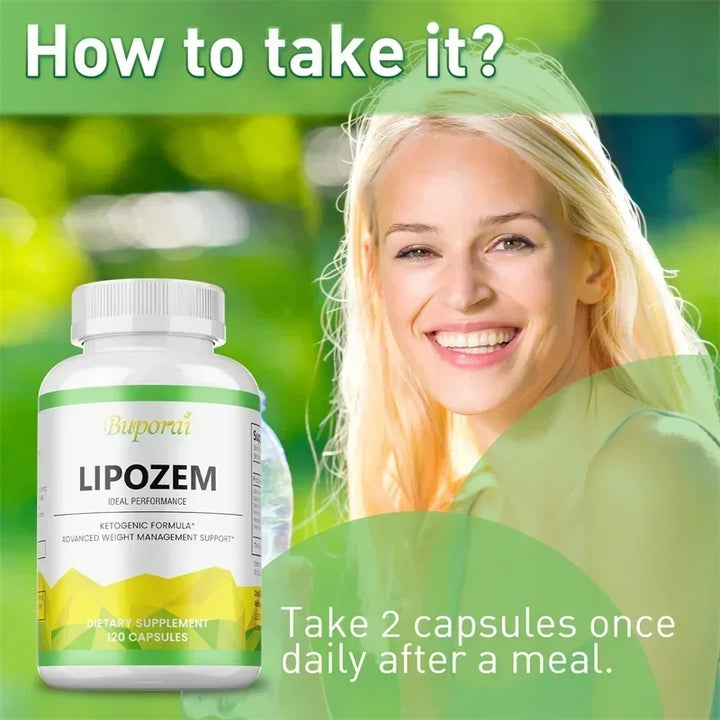 Natural Lipozem - Boosts Energy, Appetite Suppressant, Fat Burner, Relieves Bloating and Constipation, Improves Metabolism