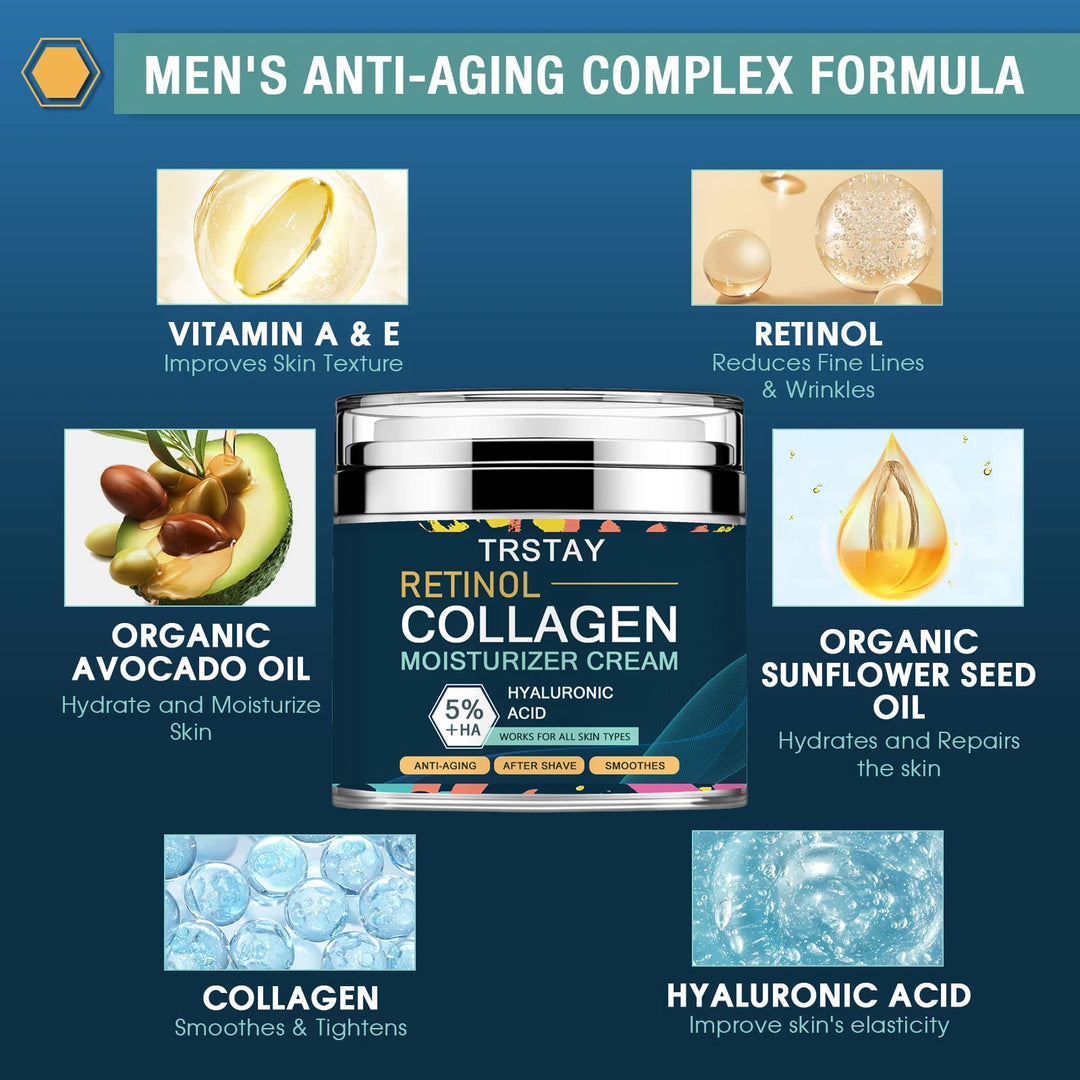 Mens Face Moisturizer Cream, Face Collagen Cream with Hyaluronic Acid Day and Night Nourishing and Moisturizing for Man (50ml 1.