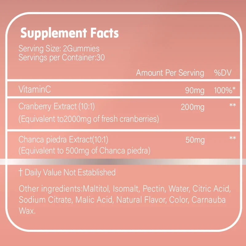 Cranberry + Vitamin C Gummies - for Bladder, Kidney and Urinary Tract Health, Detoxification and Immune Support - 60 Gummies