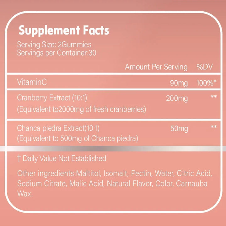 Cranberry + Vitamin C Gummies - for Bladder, Kidney and Urinary Tract Health, Detoxification and Immune Support - 60 Gummies