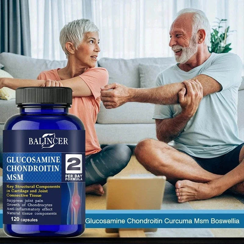 Glucosamine Chondroitin MSM Capsules, for Joint Health, Promotes Bone and Joint Mobility, Dietary Supplement