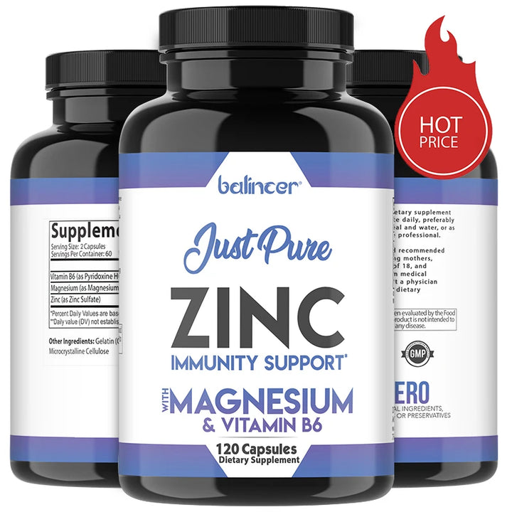 Zinc Supplements - Promotes Energy Production, Supports Immune System and Overall Health, Non-GMO, Gluten-Free