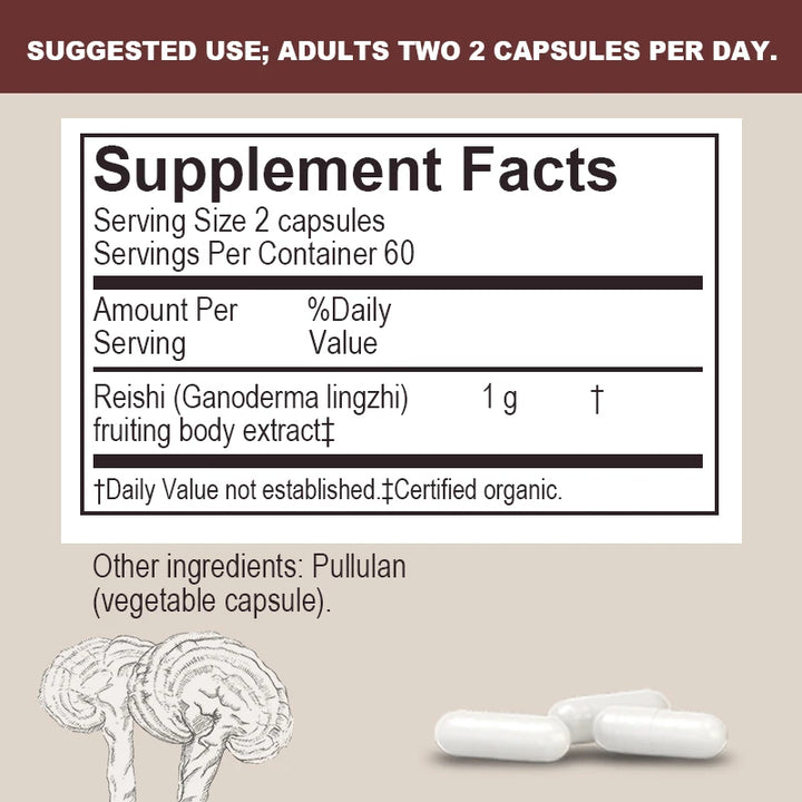Reishi Capsules - Relieve Stress, Improve Sleep and Cognitive Function, and Enhance Immunity