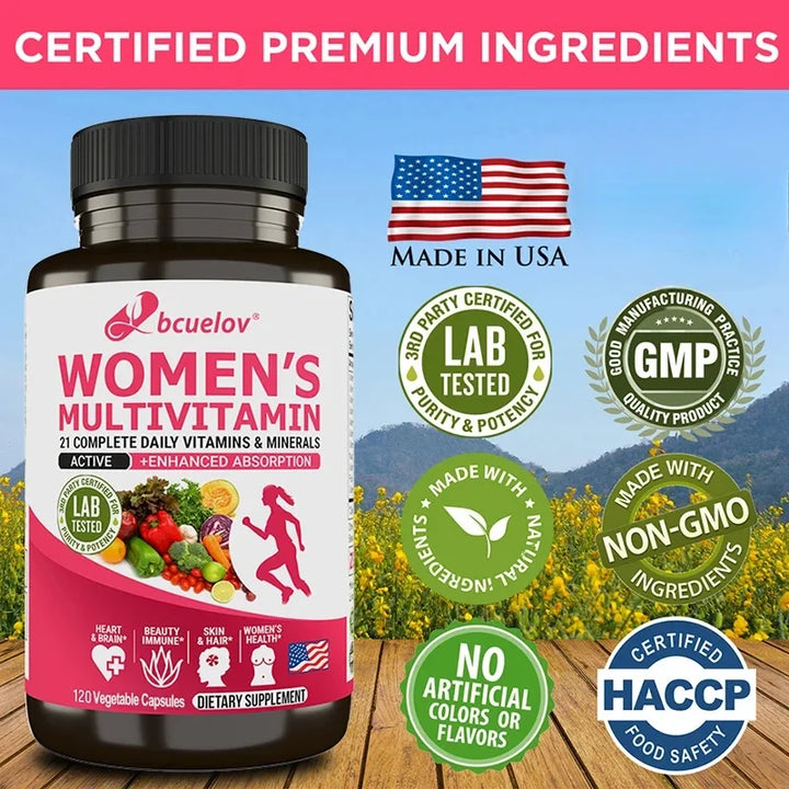 Women's Multivitamin Multimineral Supplement - Magnesium Biotin Calcium Zinc Selenium - Supports Joints Skin Nails