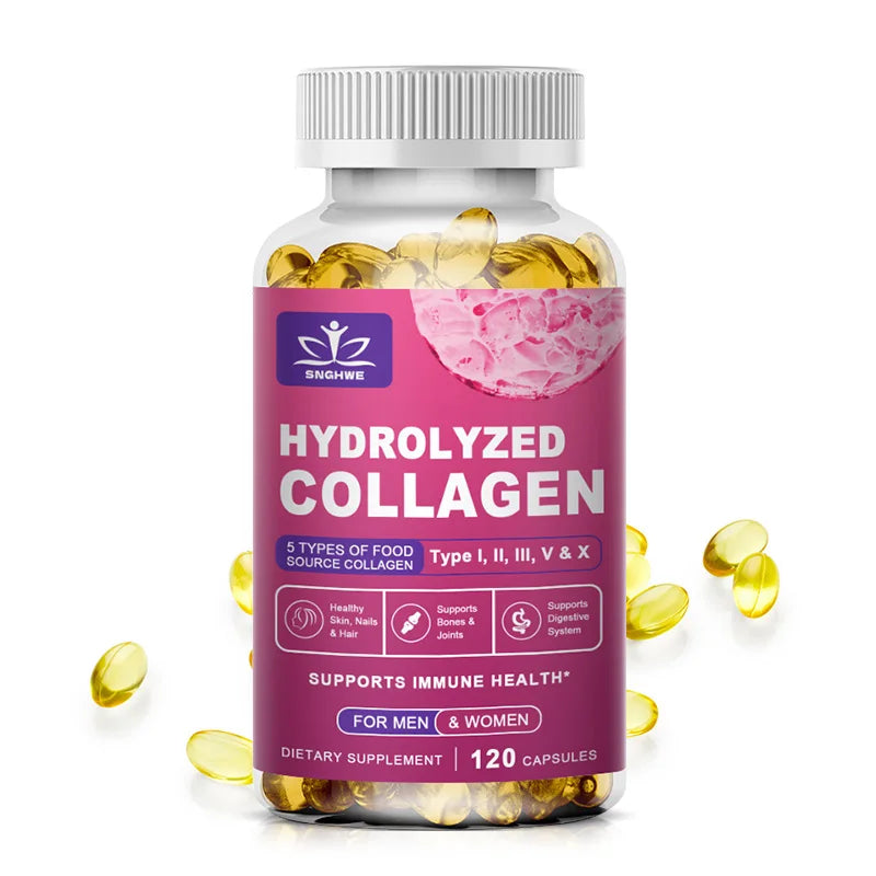 Powerful Hydrolyzed Collagen Capsules with Hyaluronic Acid Antioxidant Skin Hair Nails Health With Vitamins&Minerals