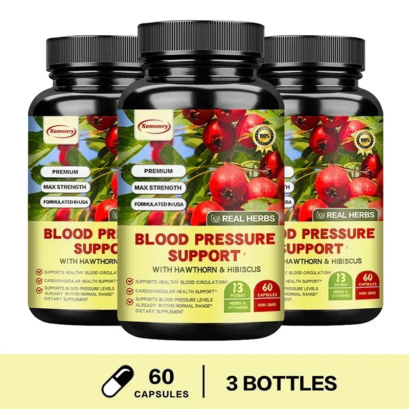 Blood Pressure Support Capsules - Enhances Immunity, Increases Blood Circulation, Healthy Cardiovascular, Brain, Heart