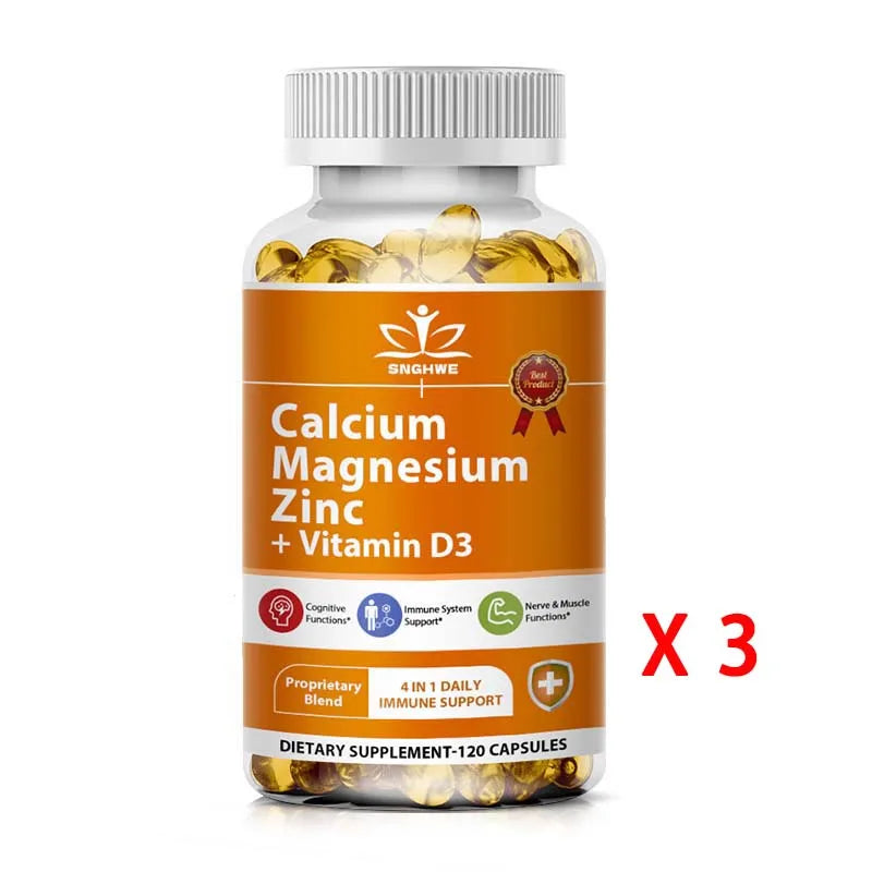 Calcium Magnesium Zinc D3 Supplement - Calcium 1000mg - Magnesium 400mg - Zinc 25mg Plus Vitamin D3 | Non-GMO | Gluten Free