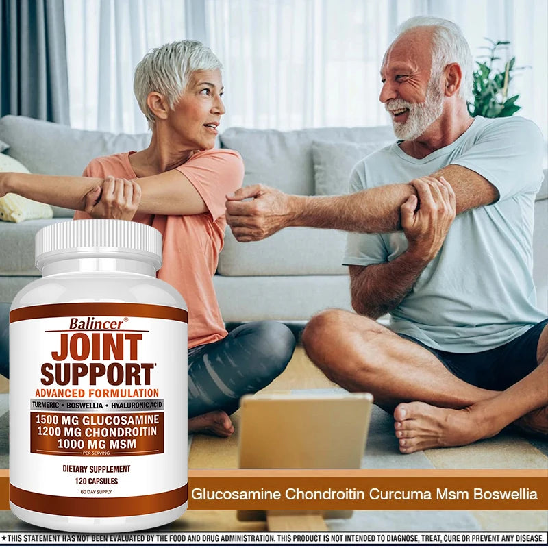 Balincer Glucosamine Chondroitin Msm with Turmeric Capsules, Supports Healthy Joint Structure, Function & Comfort, Non-GMO