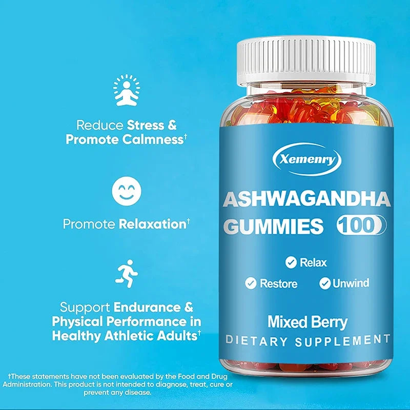 Ashwagandha Gummies - Relieve Stress, Improve Sleep, Improve Energy and Endurance, Muscle Mass, Boost Immunity
