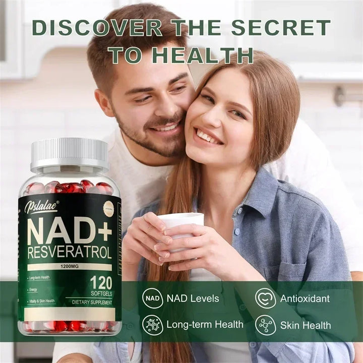 NAD+ Resveratrol - Supports Cellular Energy & Repair, Vitality, Healthy Aging, Metabolism, Cellular Health Supplement